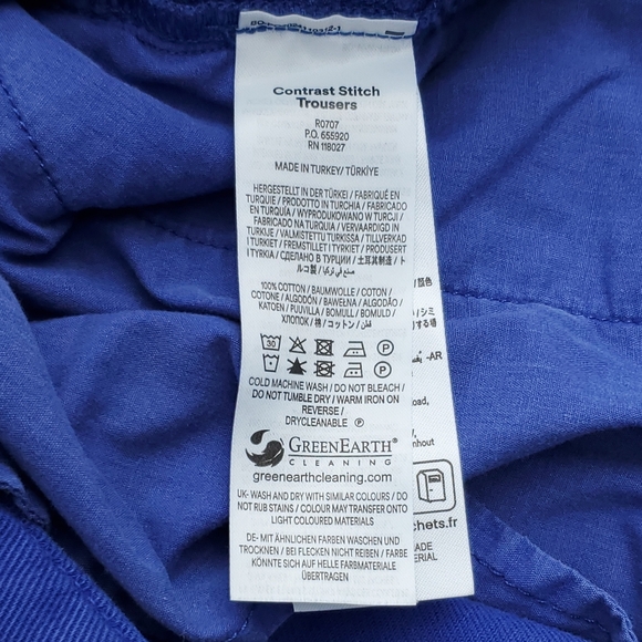 Boden Brompton Wide-Leg Pleated Trousers High Waist Blue Casual Cotton Pants 12R - Picture 10 of 12